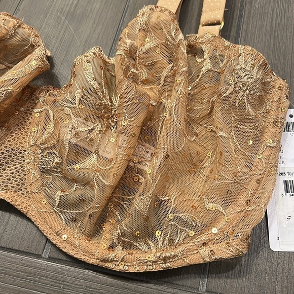 NWT! Chantelle Fleurs Signature Demi Bra - Toffee Sequins - Picture 4 of 13